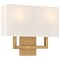Access Lighting Mid Town, 2 Light LED Wall Sconce, Antique Brushed Brass Finish, Fabric 64062LEDDLP-ABB/WH - alternate 1